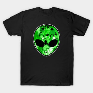 Green Paint Splatter Alien Head T-Shirt